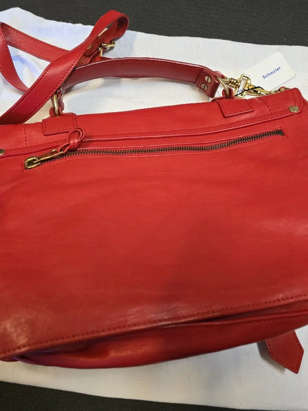 Proenza Schouler Red Leather PS1 Medium Satchel with Gold Hardware